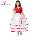 Grace Karin barato sem mangas V-pescoço vermelho princesa flor menina bebê vestido de verão CL008937-3